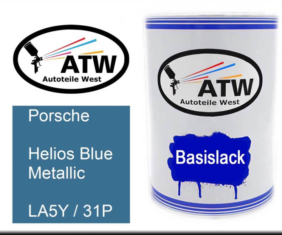 Porsche, Helios Blue Metallic, LA5Y / 31P: 500ml Lackdose, von ATW Autoteile West.